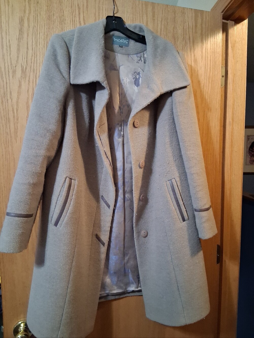 Vintage high-quality Italian wool coat long-sleeve ,large lapel ,MORIS sz 46